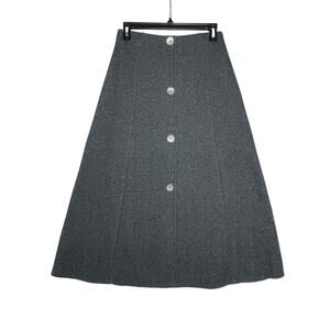 NWT ZARA Women’s Gray Sweater Knit Button Detail Midi Skirt Medium